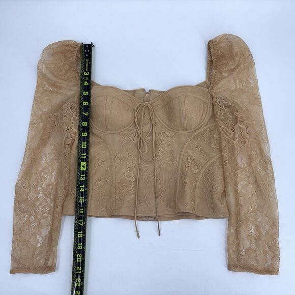 Chelsea & Violet Laura Lace Blouse Top Womens Size 8 Brown Coquette Garden Fairy - Picture 5 of 8